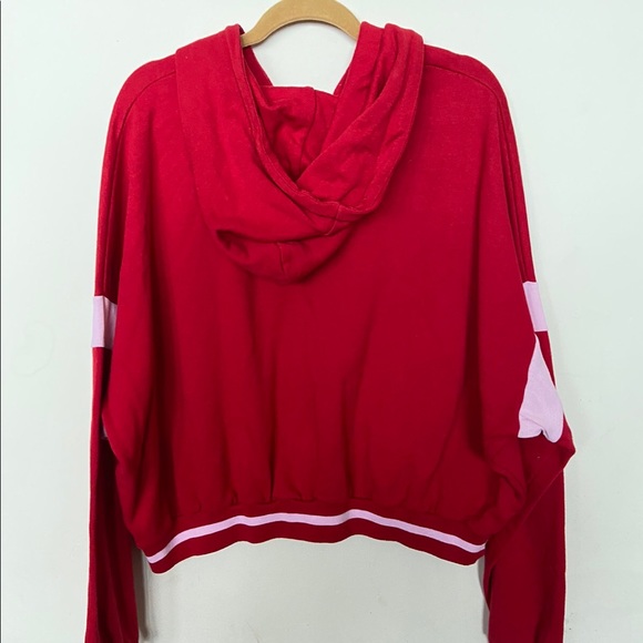 Wilson x Forever 21 Red Cropped Hoodie with Pink Stripes - Picture 2 of 4